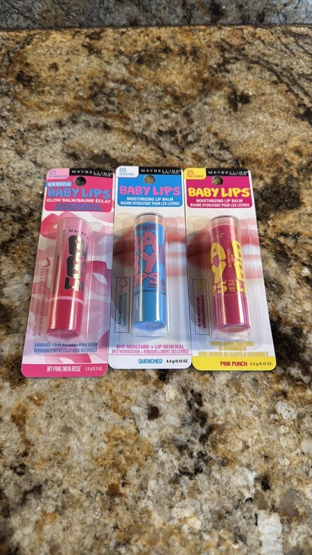 Three Maybelline Baby Lips Moisturizing Lip Balm NWT