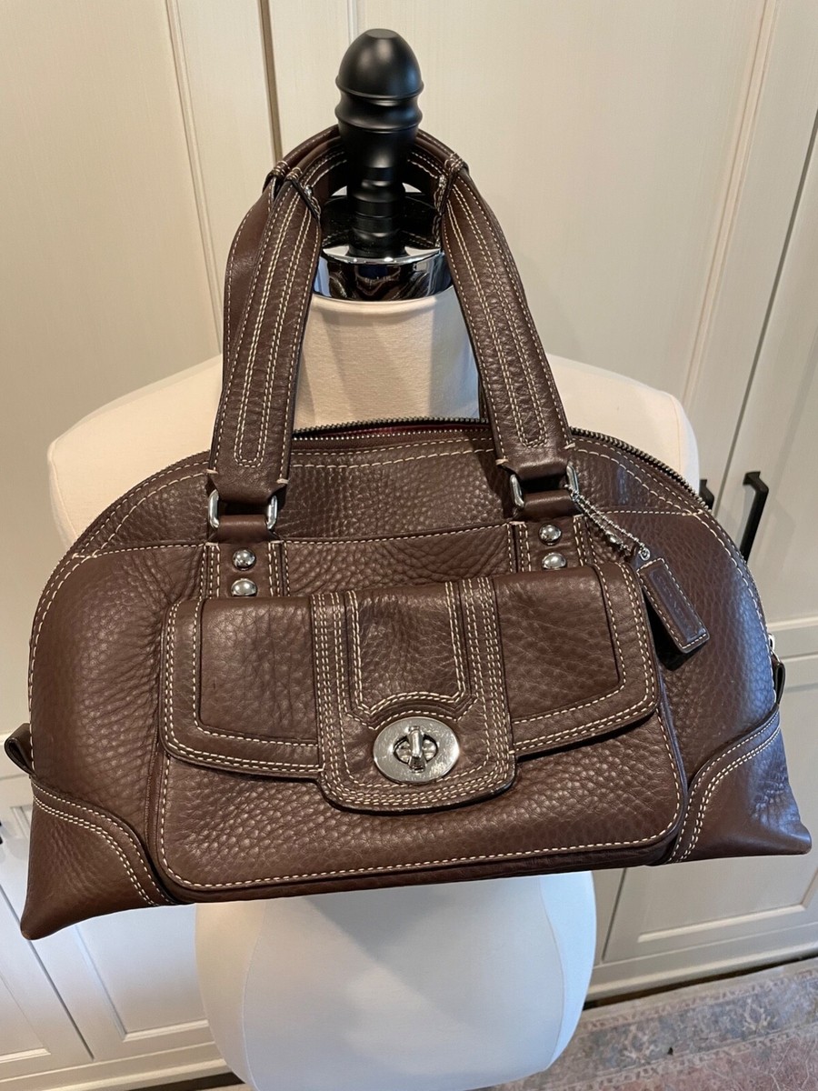 Coach Women's Brown Pebbled Leather Hampton Top Handle