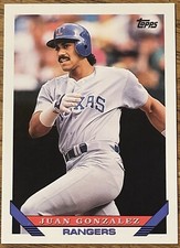 Juan Gonzalez 1993 Topps Baseball Card #34 Texas Rangers MLB Free Shipping