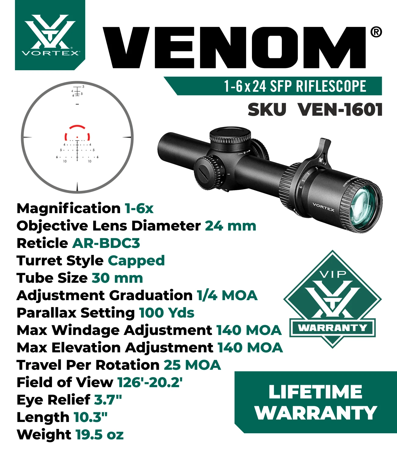 Vortex Optics Venom 1-6x24 SFP AR-BDC3 Riflescope VEN-1601 | eBay