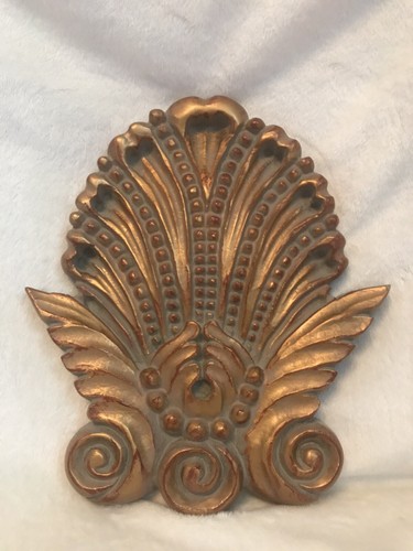 Vintage Gold Ornate Wall Hanging Plaque, 11” x 10, Great over Picture, Bed Crown - Picture 3 of 12