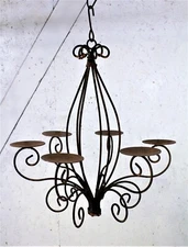 Iron Celian Candle Chandelier - Rustic Indoor Outdoor Metal Candelabra Lighting