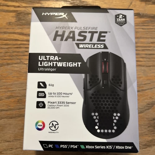 HYPERX PULSEFIRE HASTE LIGHTWEIGHT WIRELESS OPTICAL GAMING MOUSE Black BRAND NEW