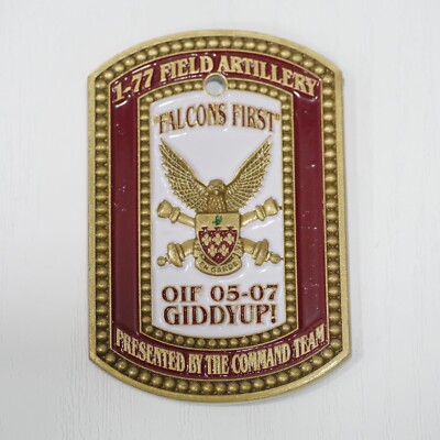 [034] 1-77 Field Artillery OIF 05-07 Challenge Coin  Falcons First  Camp Arifjan