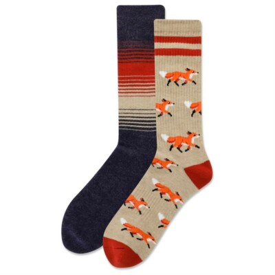 Running Foxes 2-Pair Men's Active Crew Socks Size 10-13 Hot Sox Fashion New