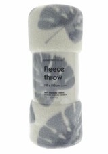 RETRO STYLE JUNGLE PALM IVORY GREY PICNIC FLEECE BLANKET THROW COVER NEW