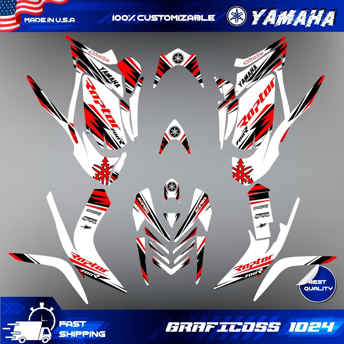 Kit Autocollants Graphics Pour Yamaha Raptor 700 2006-2012 - Décalcomanies Vinyle Neuf