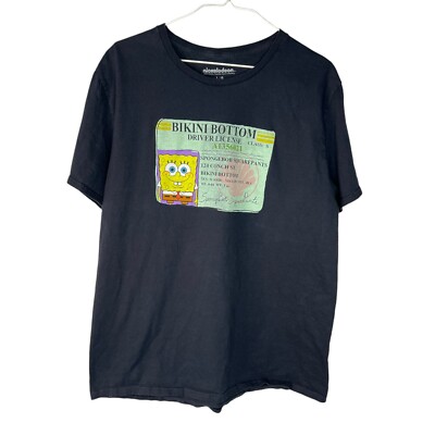 Nickelodeon SpongeBob Bikini Bottom Driver License Unisex Large Black T-Shirt