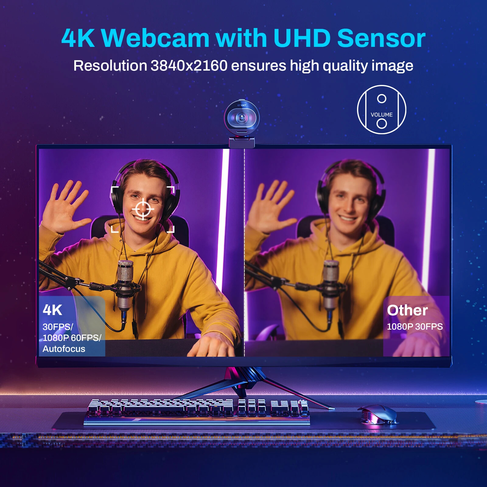 Caméra Web autofocus corrigeant la faible luminosité pour visioconférence - 4