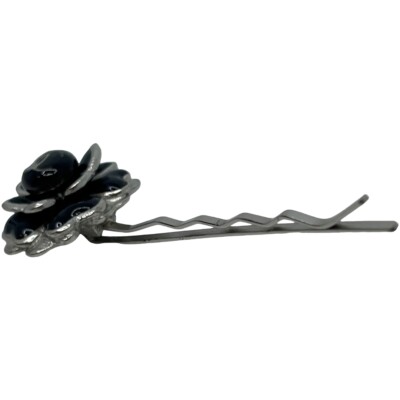 Auth CHANEL Camellia Hairpin Hair Accessory 03C Black Sterling Silver Chanel Camelia Hair Clip - Etsy main image 4