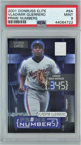 VLADIMIR GUERRERO PSA 9 Mint 2001 Donruss Elite Prime Numbers #'d 221/300