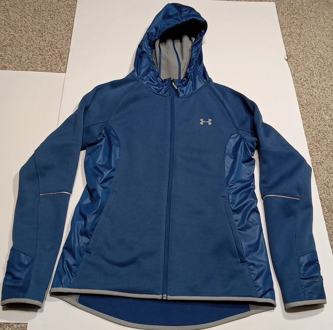 Under Armour Storm JACKET Mens Medium Blue Cold Gear Hoodie Fleece Lined