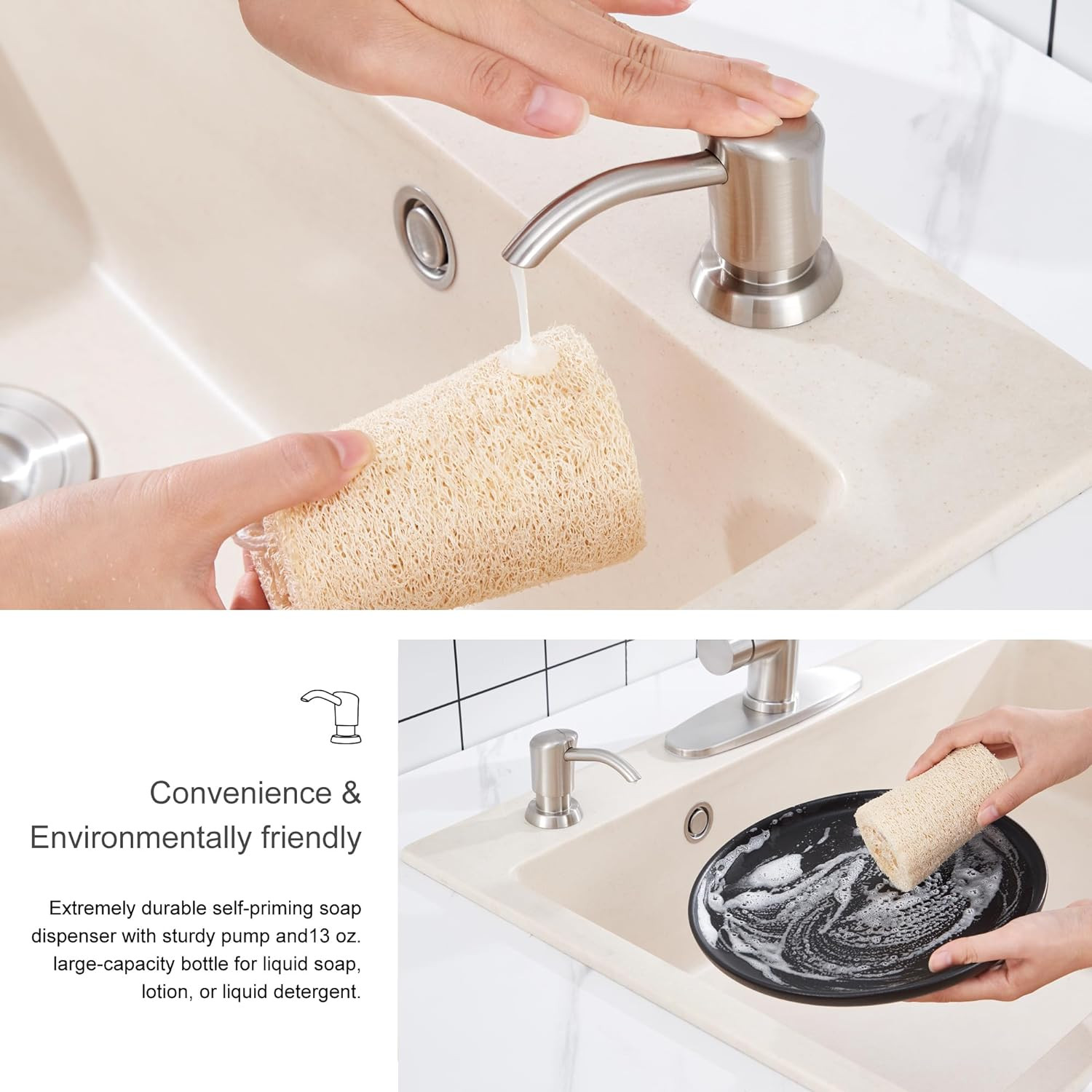 GAGALIFE Built in Sink Soap Dispenser or Lotion Dispenser for Kitchen Sink, Brus