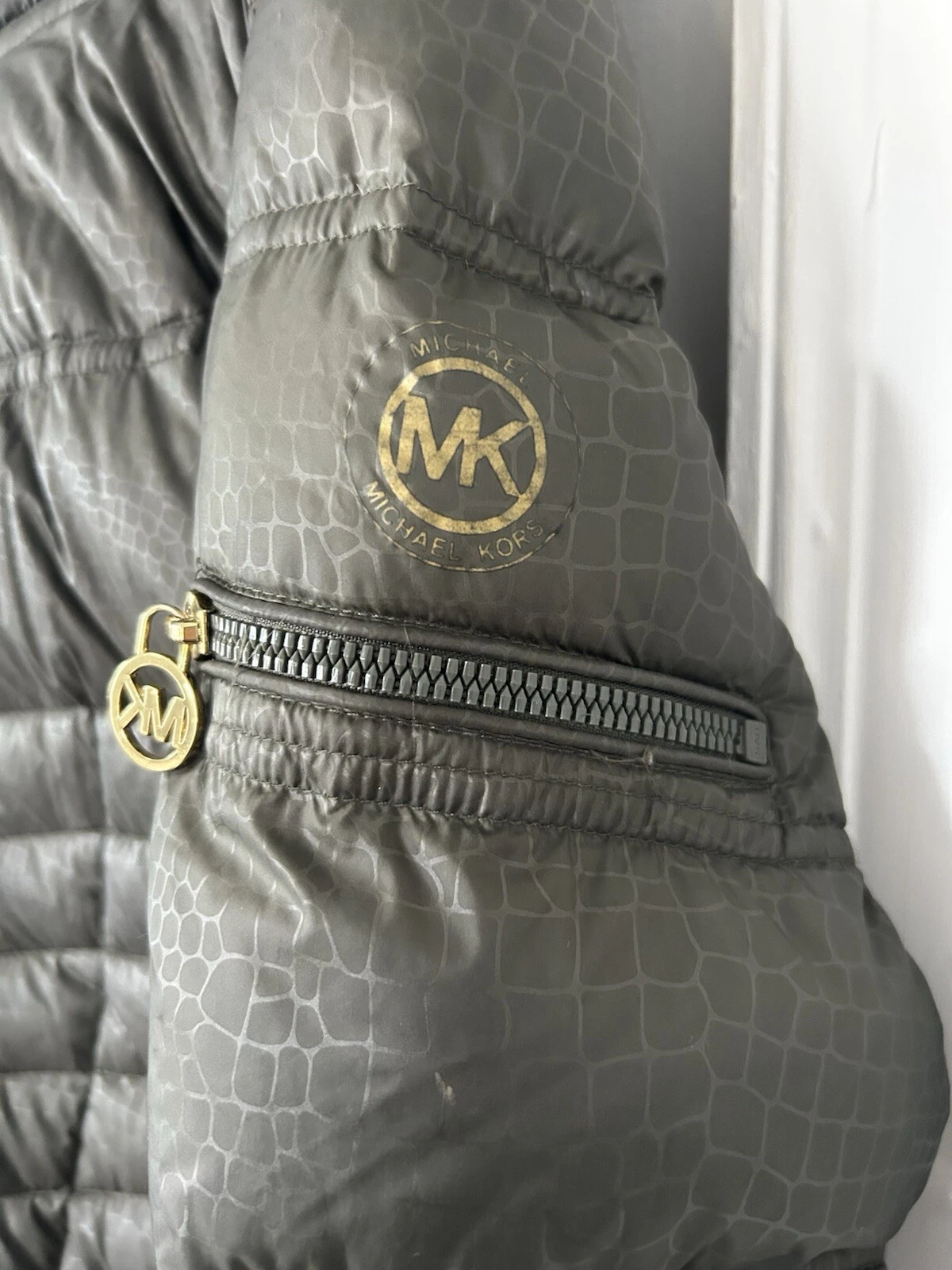 MICHAEL KORS Michael Kora Giubbotto Piumino Trapuntato Donna Ecopelliccia Cappuccio Rimovibile Tg M