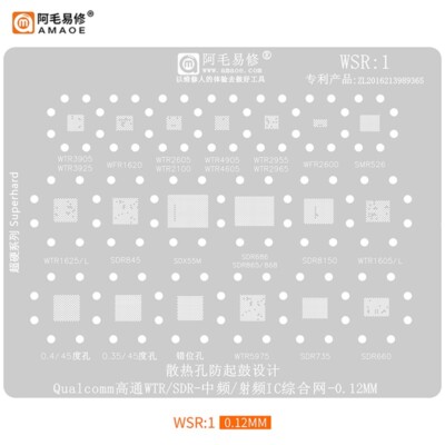 AMAOE WSR1 BGA Reballing Stencil IF RF Tin Planting Mesh Qualcomm WTR/SDR Chip