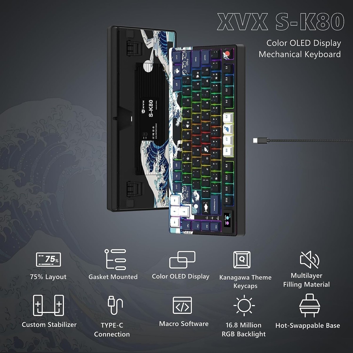 XVX S-K80 75% Keyboard Mechanical Gaming Keyboard (Linear Switches
