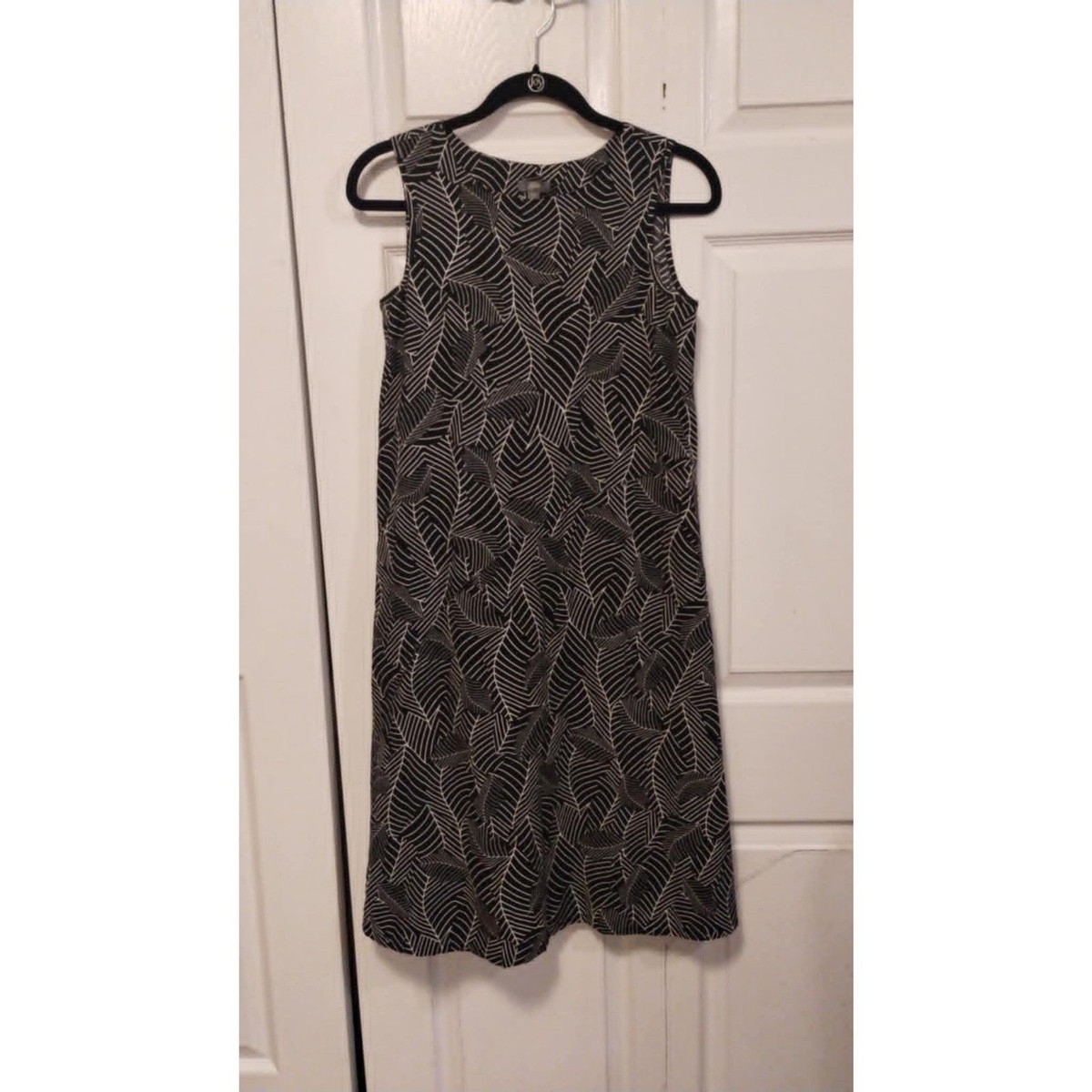 J. Jill Black and white floral Linen blend dress with pockets | eBay