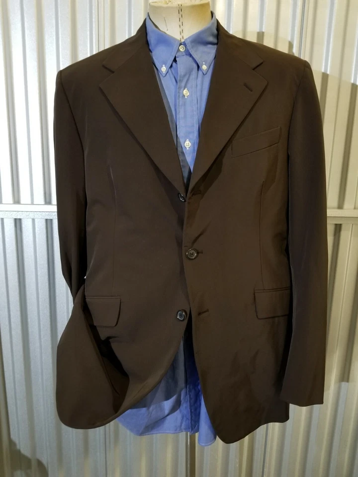 Casaco esportivo Prada 56R 46R marrom blazer corta-vento jaqueta de chuva Itália - Imagem 2 de 4