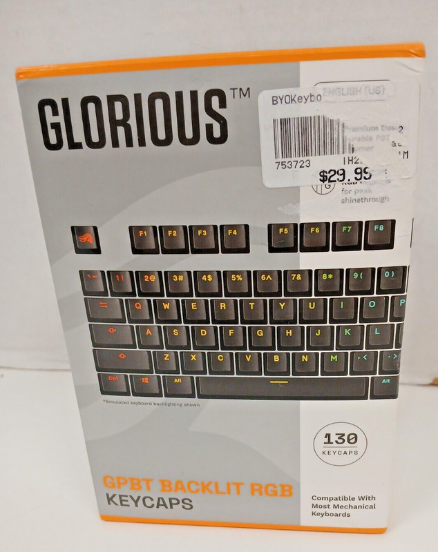 Glorious GPBT Backlit RGB Black Keycaps - 130 Count