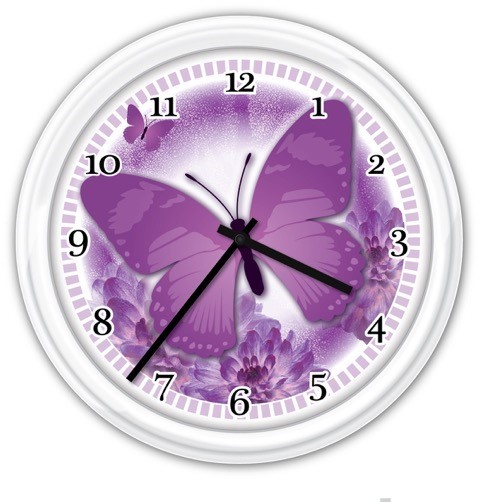 Purple Butterfly Wall Clock Kitchen Bathroom Bedroom - Home Decor - GREAT GIFT