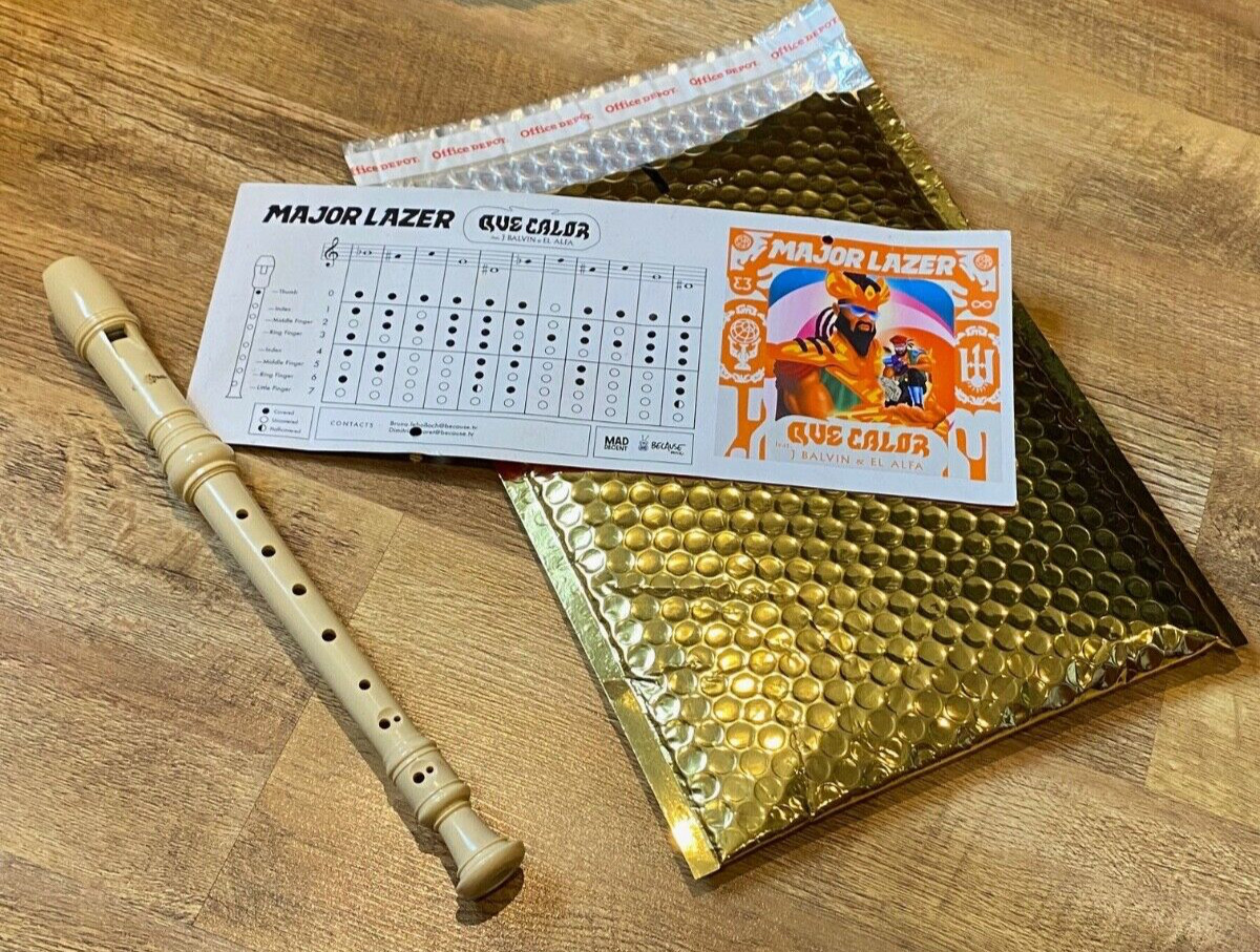 Major Lazer J Balvin Que Calor Promo Recorder Flute & Sheet Music El Alfa Diplo