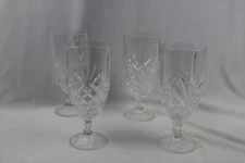 Godinger Dublin Shannon Crystal Footed Ice Tea Water Goblets Stemware Set of 4