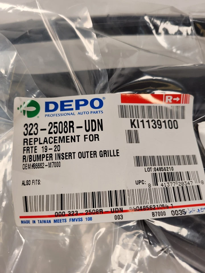 Inserto de parachoques trasero derecho Depo 323-2508R-UDN para Kia Forte 201-2020 Foto 3 de 4