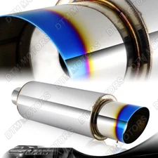 4" N1 Style Slant Cut Burnt Tip Stainless Steel Body Muffler With 3" Inlet