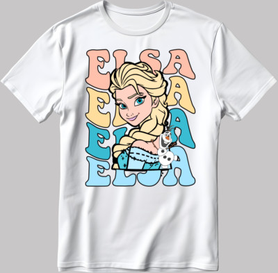 Elsa Princess Disney kurzärmeliges weiß-schwarzes Herren-/Damen-T-Shirt C531