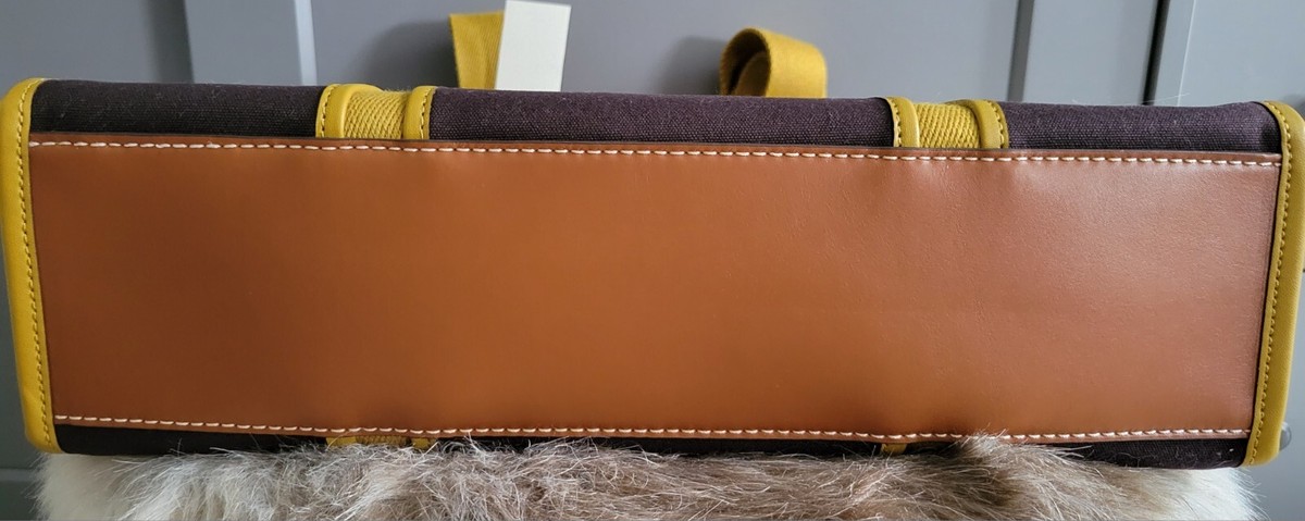 Tory Burch Twill Tory Canvas Tote Dark Mahogany With Bag