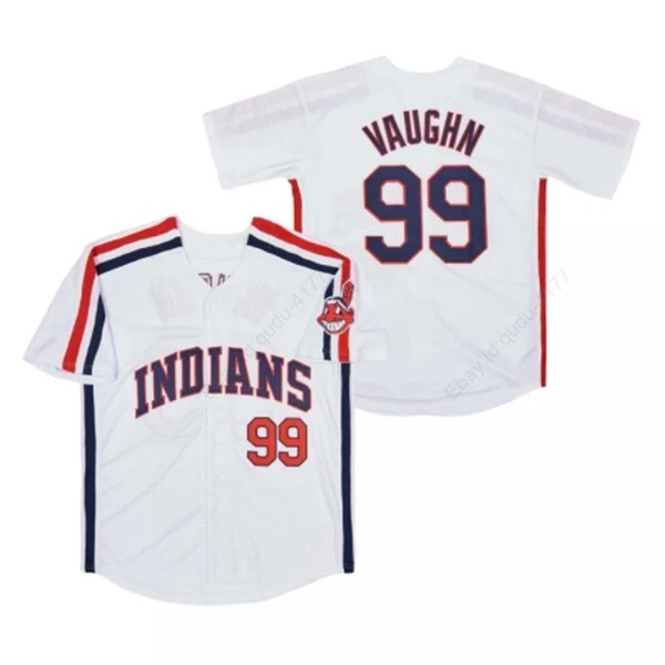 Major League Ricky 'Wild Thing' Vaughn Indians Jersey Movie Sewn Custom  S-4XL