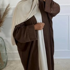 Open Kaftan Women Muslim Cardigan Long Dress Abaya Dubai Kimono Modest Robe Arab