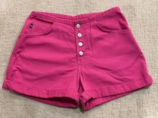 Vintage 90s Gitano Denim Shorts Women's Button Fly Cuffed Pink Fuchsia Size 6 8?