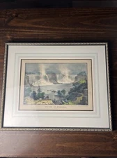 original 19th currier ives antique colored falls of niagara clifton house framed