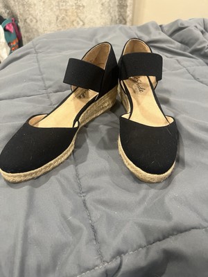 Life Stride Velocity 2.0 Women's Kaylee Espadrille Wedge Sandal Black Size 7M