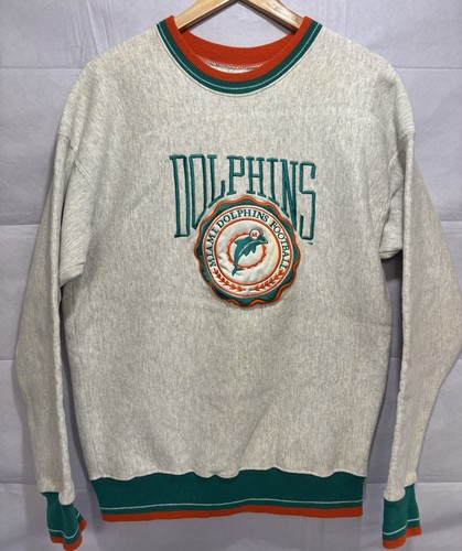 Vintage Miami Dolphins Sweatshirt Crewneck Gray Men’s Large NFL Embroidered - Picture 2 of 11