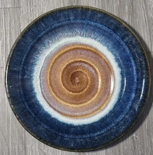 Vtg Bill Campbell Blue Swirl Glaze 11" Dinner Plate 
