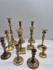 Assorted Lot of 11 Vintage Brass Candle Candlestick Holders