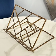 Hollywood Regency Solid Bronze Bamboo Book Sheet Music Cookbook Stand Made Italy