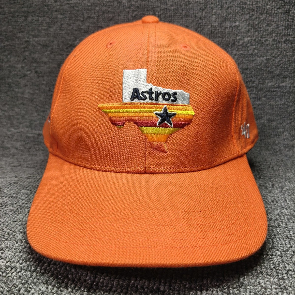 '47 Brand Houston Astros MLB Orange Snapback Hat Texas Logo Side Patch