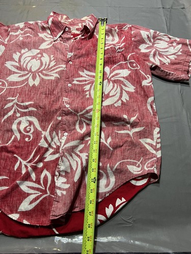 Reyn Spooner Shirt Mens Large Red White Reverse Print Hawaiian Aloha Button Up - Picture 5 of 7