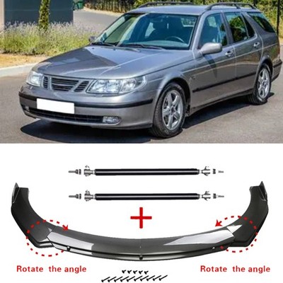 Carbon Fiber Style For Saab 9-3 9-5 Front Bumper Lip Splitter Kit&Strut Rods