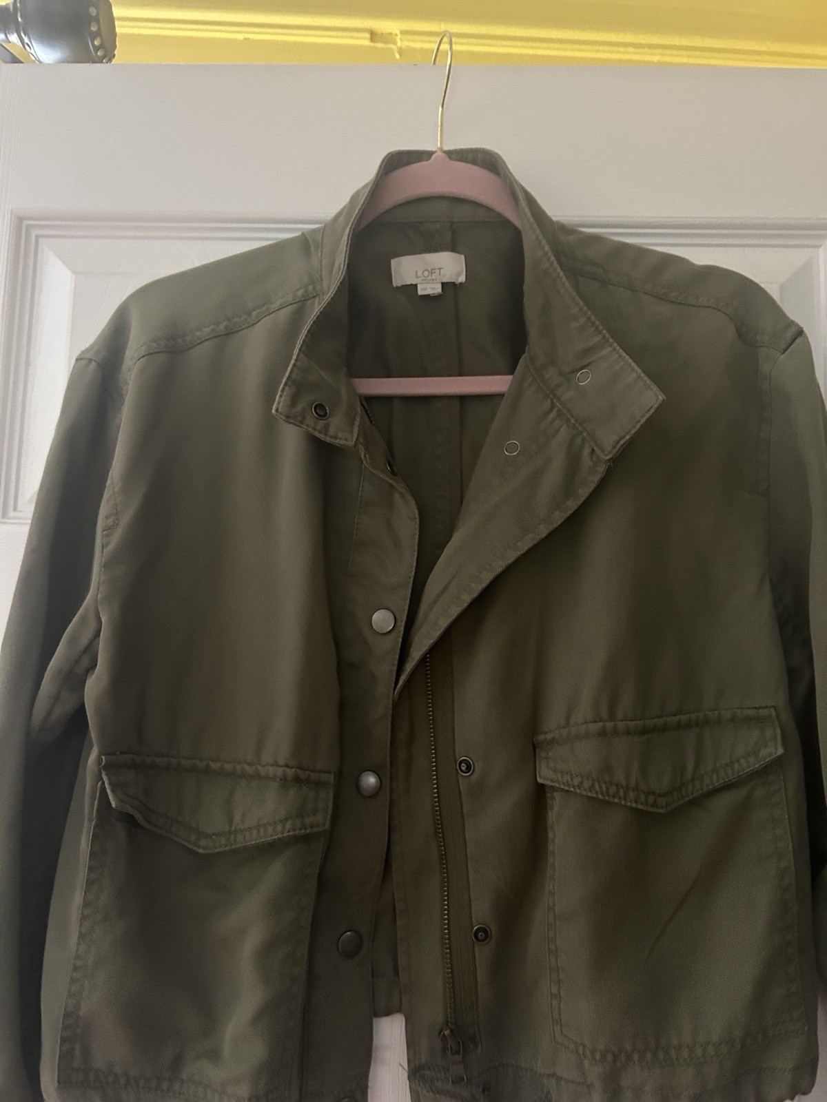 LOFT Women's Olive Button Drawstring Jacket Colla… - image 2
