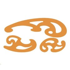 Set of 3 French curves made from plastic.