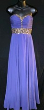 Purple Strapless Gown with Gold Embellishments