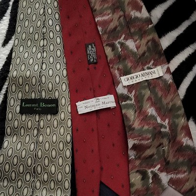 Giorgio Armani Neiman Marcus Laurent Benon Lot 3 Men's Geometric Ties