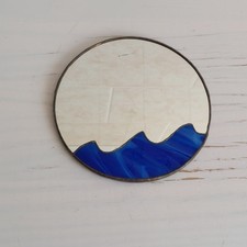 Tiffany Style Stained Glass Wall Mirror Round Nigel Hoskin England D 20cm WEAR