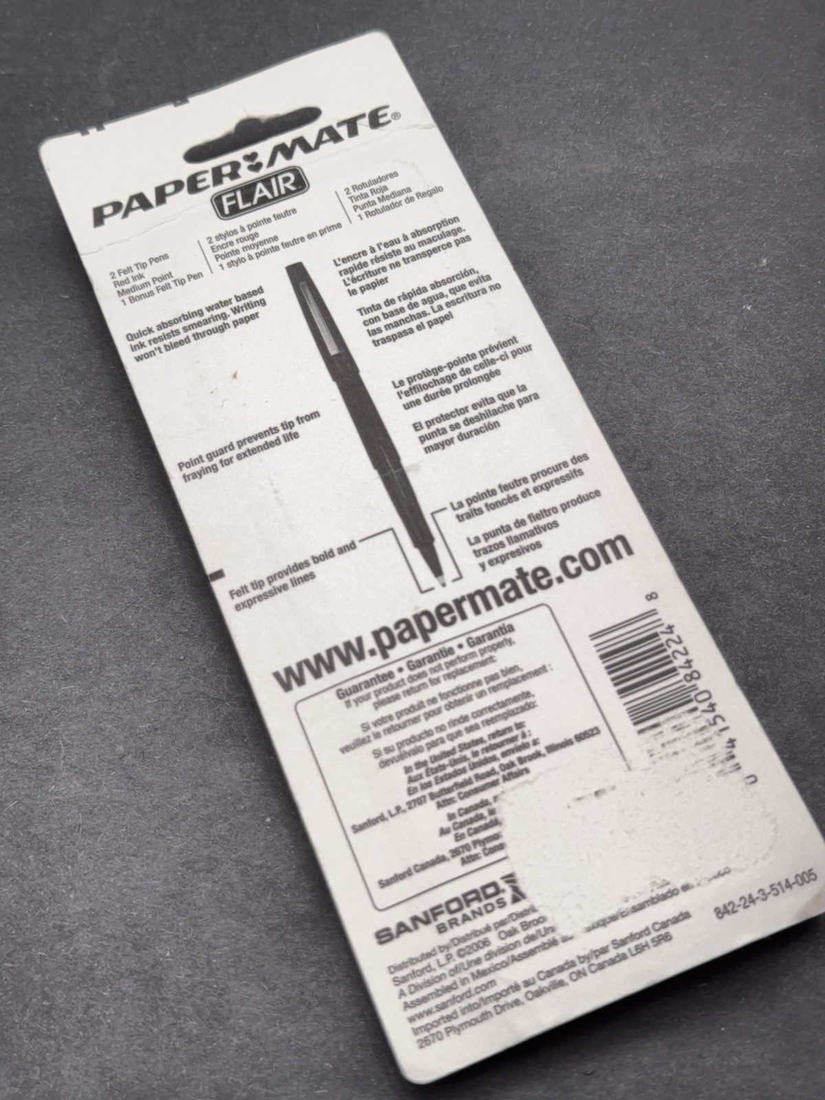 Vintage PAPERMATE FLAIR Red Felt Tip Marker Pens + Bonus Green Pen NOS 3 Total