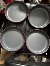 Famiware Pasta Bowls – Set of 4 – 8.25” Gray Stoneware – Dishwasher Safe 