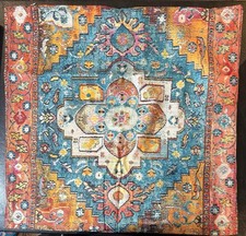 2Pcs Boho Orange  Blue Pillowcase Covers for Accent Pillows 18" x 18" - A0160